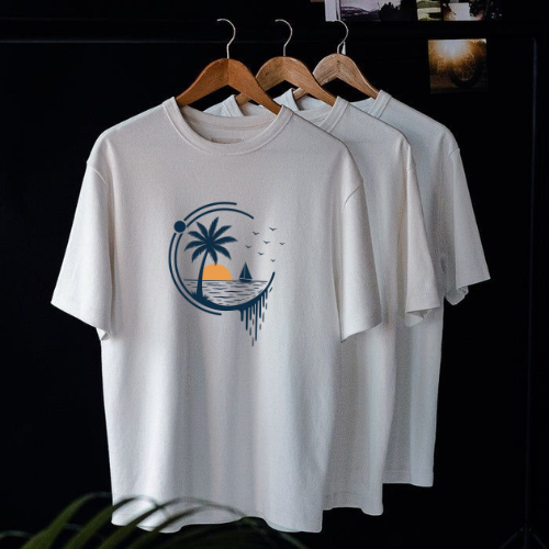 Men Oversized Tropical Sunset T-Shirt