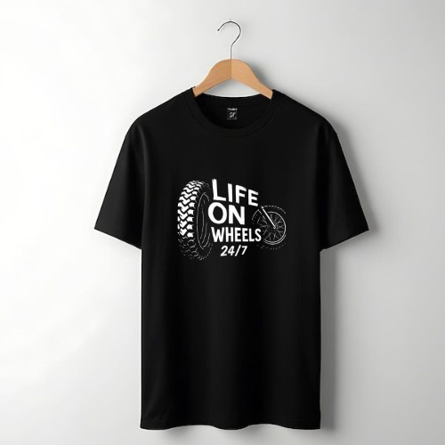 Men's Oversized T-Shirt – "Life on Wheels" Graphic Print