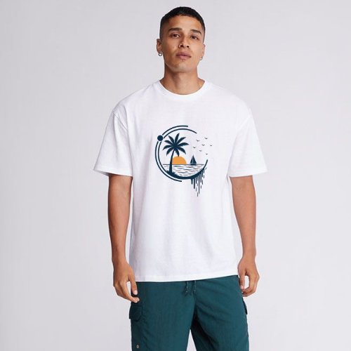 Men Oversized Tropical Sunset T-Shirt