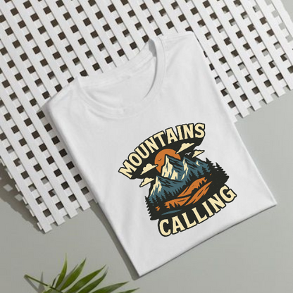 Mountains Calling – Full Sleeve T-Shirt (White & Blue)