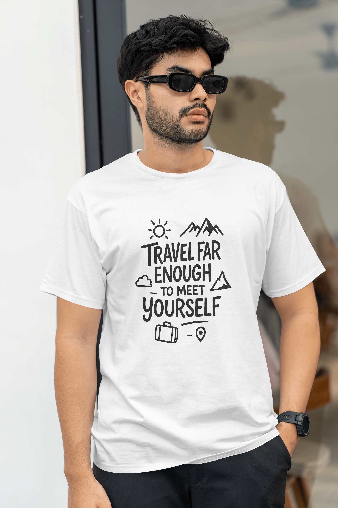 Men White Travel T-Shirt