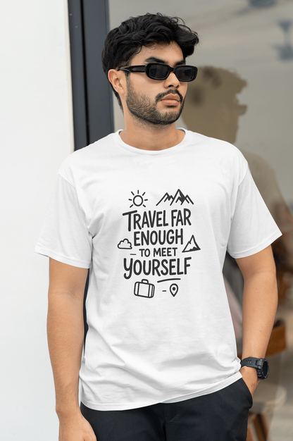 Men White Travel T-Shirt